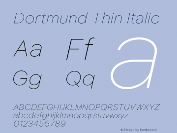 Dortmund Thin Italic Version 1.020;Glyphs 3.1.1 (3134)图片样张