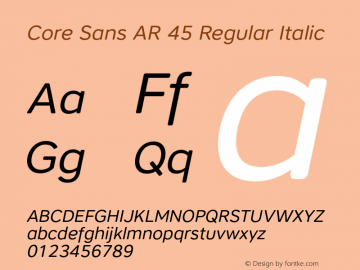 Core Sans AR 45 Regular Italic Version 1.000图片样张