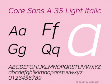 CoreSansA35Light-Italic Version 1.001图片样张