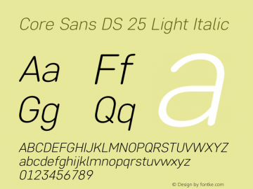 CoreSansDS25LightItalic Version 1.003图片样张