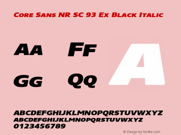 CoreSansNRSC93ExBlack-Italic Version 2.004图片样张