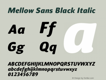 Mellow Sans Black Italic Version 1.000图片样张