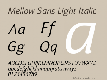 Mellow Sans Light Italic Version 1.000图片样张