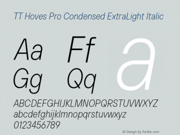 TT Hoves Pro Condensed ExtraLight Italic Version 3.100.24032023图片样张