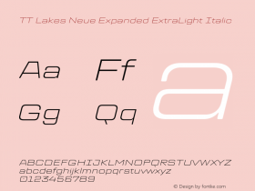 TT Lakes Neue Expanded ExtraLight Italic Version 2.000.11012023图片样张