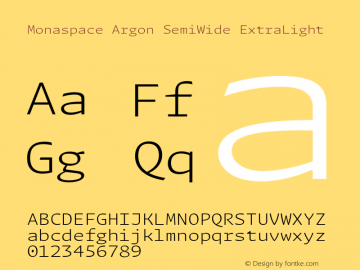 Monaspace Argon SemiWide ExtraLight Version 1.000 (Monaspace Argon)图片样张