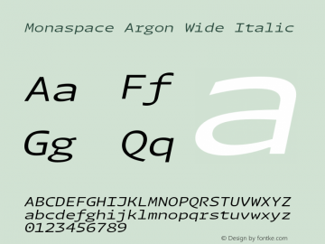 Monaspace Argon Wide Italic Version 1.000 (Monaspace Argon)图片样张