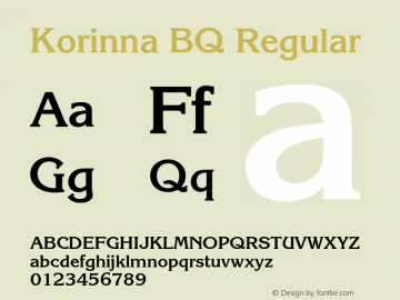 Korinna BQ Regular 001.000 Font Sample