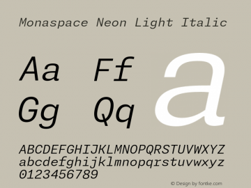 Monaspace Neon Light Italic Version 1.000 (Monaspace Neon)图片样张