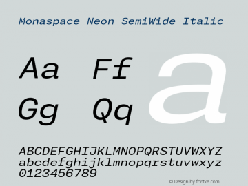 Monaspace Neon SemiWide Italic Version 1.000 (Monaspace Neon)图片样张