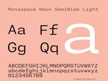 Monaspace Neon SemiWide Light Version 1.000 (Monaspace Neon)图片样张