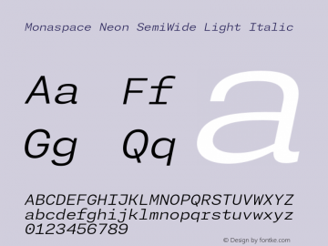 Monaspace Neon SemiWide Light Italic Version 1.000 (Monaspace Neon)图片样张