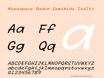 Monaspace Radon SemiWide Italic Version 1.000 (Monaspace Radon)图片样张