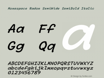 Monaspace Radon SemiWide SemiBold Italic Version 1.000 (Monaspace Radon)图片样张