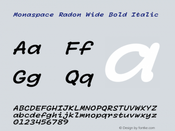 Monaspace Radon Wide Bold Italic Version 1.000 (Monaspace Radon)图片样张