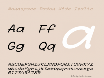 Monaspace Radon Wide Italic Version 1.000 (Monaspace Radon)图片样张