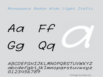 Monaspace Radon Wide Light Italic Version 1.000 (Monaspace Radon)图片样张