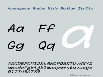 Monaspace Radon Wide Medium Italic Version 1.000 (Monaspace Radon)图片样张
