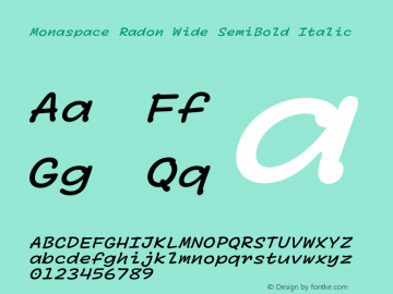 Monaspace Radon Wide SemiBold Italic Version 1.000 (Monaspace Radon)图片样张
