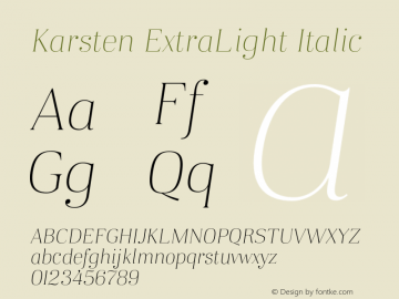 Karsten-ExtraLightItalic Version 1.000图片样张