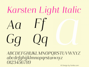 Karsten-LightItalic Version 1.000图片样张