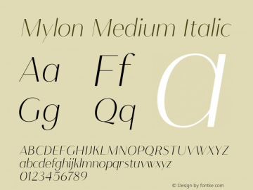 Mylon-MediumItalic Version 1.000图片样张