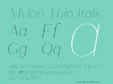 Mylon-ThinItalic Version 1.000图片样张