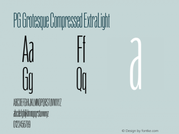 PG Grotesque Compressed ExtraLight Version 1.000;Glyphs 3.2 (3207)图片样张