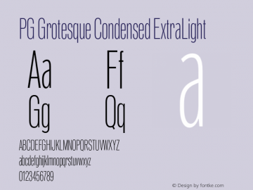 PG Grotesque Condensed ExtraLight Version 1.000;Glyphs 3.2 (3207)图片样张