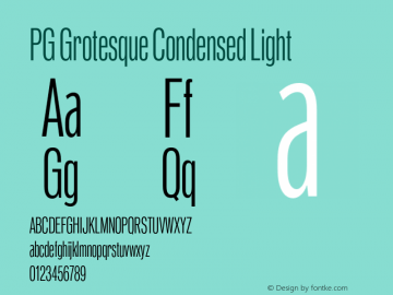 PG Grotesque Condensed Light Version 1.000;Glyphs 3.2 (3207)图片样张