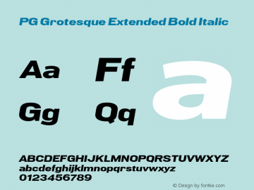 PG Grotesque Extended Bold Italic Version 1.000;Glyphs 3.2 (3207)图片样张