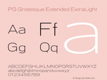 PG Grotesque Extended ExtraLight Version 1.000;Glyphs 3.2 (3207)图片样张