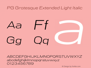 PG Grotesque Extended Light Italic Version 1.000;Glyphs 3.2 (3207)图片样张