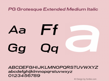 PG Grotesque Extended Medium Italic Version 1.000;Glyphs 3.2 (3207)图片样张