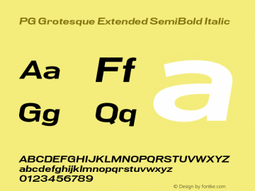 PG Grotesque Extended SemiBold Italic Version 1.000;Glyphs 3.2 (3207)图片样张