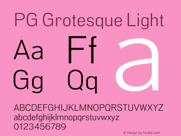 PG Grotesque Light Version 1.000;Glyphs 3.2 (3207)图片样张