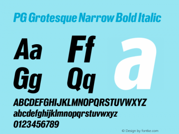 PG Grotesque Narrow Bold Italic Version 1.000;Glyphs 3.2 (3207)图片样张
