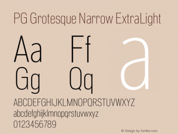 PG Grotesque Narrow ExtraLight Version 1.000;Glyphs 3.2 (3207)图片样张