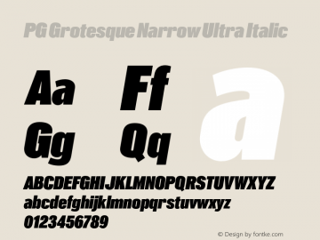 PG Grotesque Narrow Ultra Italic Version 1.000;Glyphs 3.2 (3207)图片样张