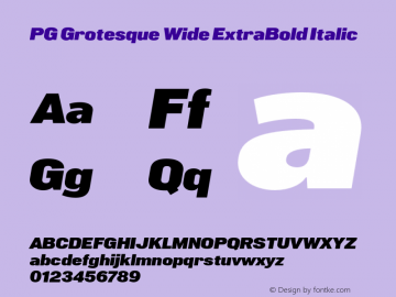 PG Grotesque Wide ExtraBold Italic Version 1.000;Glyphs 3.2 (3207)图片样张