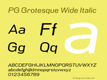 PG Grotesque Wide Italic Version 1.000;Glyphs 3.2 (3207)图片样张