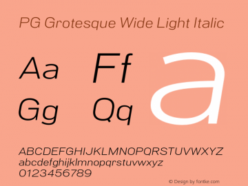 PG Grotesque Wide Light Italic Version 1.000;Glyphs 3.2 (3207)图片样张