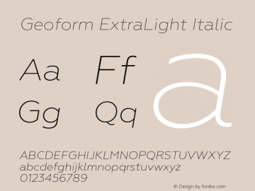 Geoform-ExtraLightItalic Version 1.000图片样张