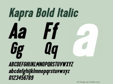 Kapra-BoldItalic Version 1.000;PS 001.001;hotconv 1.0.56图片样张