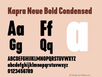Kapra Neue Bold Condensed Version 1.000;PS 001.000;hotconv 1.0.88;makeotf.lib2.5.64775图片样张