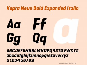 Kapra Neue Bold Expanded Italic Version 1.000;PS 001.000;hotconv 1.0.88;makeotf.lib2.5.64775图片样张