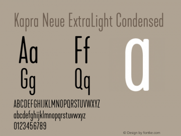 Kapra Neue ExtraLight Condensed Version 1.000;PS 001.000;hotconv 1.0.88;makeotf.lib2.5.64775图片样张