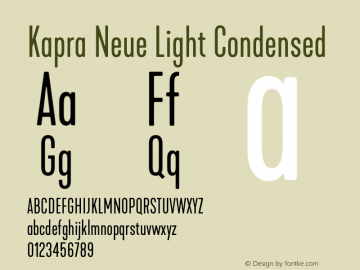 Kapra Neue Light Condensed Version 1.000;PS 001.000;hotconv 1.0.88;makeotf.lib2.5.64775图片样张