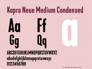 Kapra Neue Medium Condensed Version 1.000;PS 001.000;hotconv 1.0.88;makeotf.lib2.5.64775图片样张