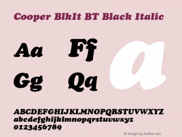 Cooper BlkIt BT Black Italic mfgpctt-v1.53 Monday, February 1, 1993 11:31:19 am (EST) Font Sample